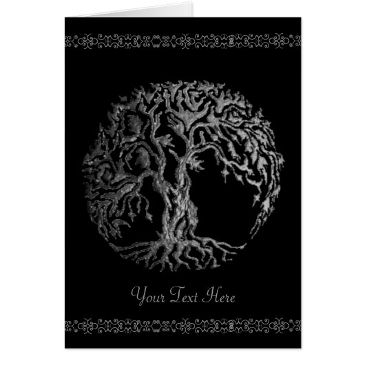 Mehndi Tree of Life (Henna) (Silver) Cards (Front)