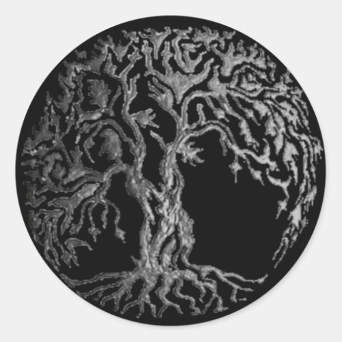 Mehndi Tree of Life Henna Silver Classic Round Sticker