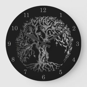 Mehndi Tree of Life (Henna) (Silver) Large Clock