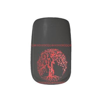 Mehndi Tree Of Life (red) (henna) Minx Nail Art by HennaHarmony at Zazzle