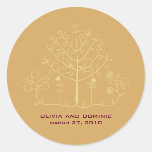 mehndi tree wedding label seal