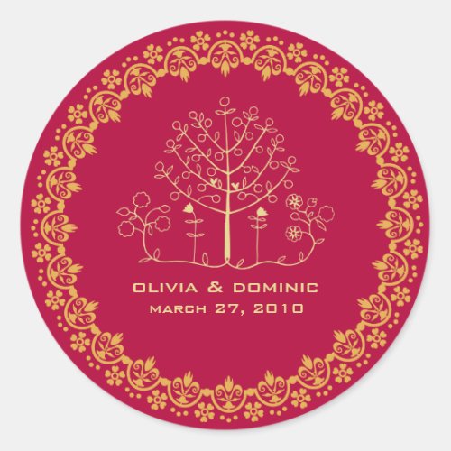 mehndi tree wedding label seal