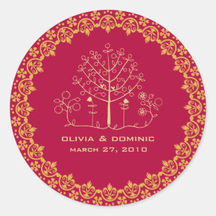 mehndi tree wedding label seal