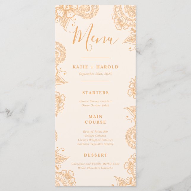 Mehndi Wedding Dinner Menu (Front)