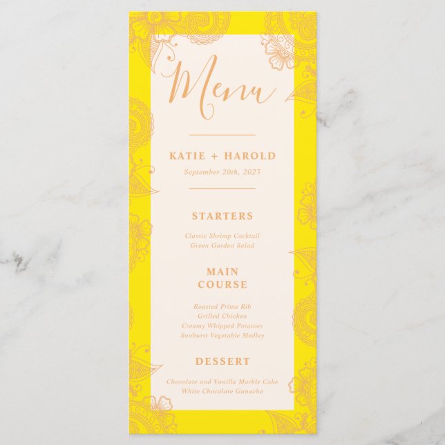 Mehndi Wedding Dinner Menu (Front)