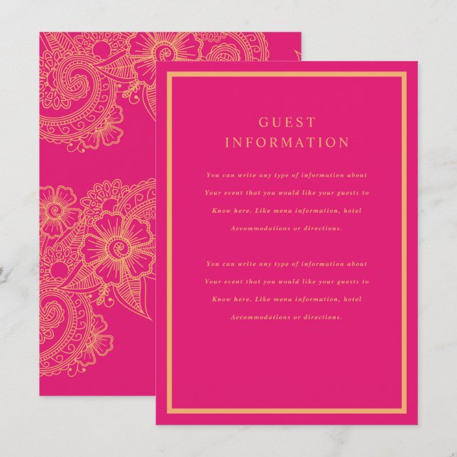 Mehndi Wedding Insert (Front/Back)