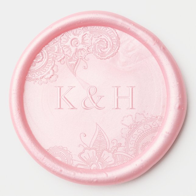 Mehndi Wedding Monogram Wax Seal Sticker (Front)