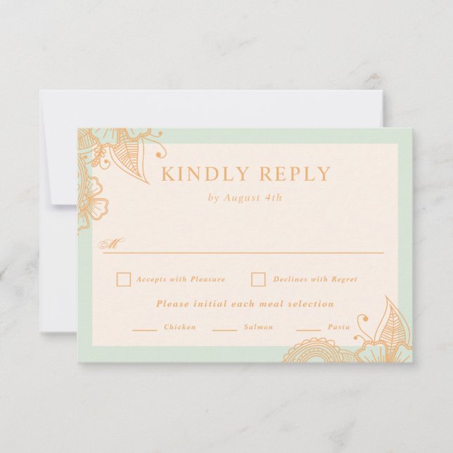 Mehndi Wedding RSVP Card (Front)