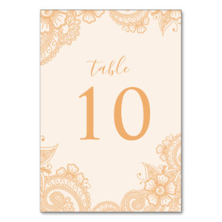 Mehndi Wedding Table Number