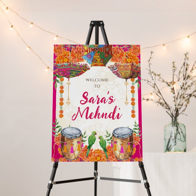 Mehndi welcome poster & Mehndi welcome board Henna (In Situ (Stand))