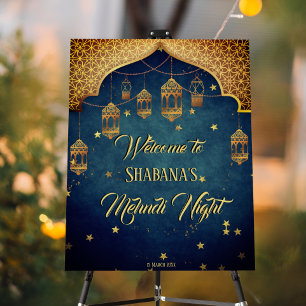 Mehndi welcome sign Arabian Moroccan lanterns