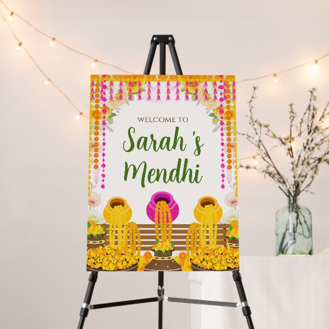 Mehndi welcome sign as Mehendi signs, Mehndi sign (In Situ (Stand))