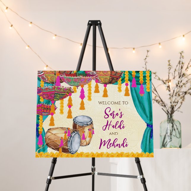 Mehndi Welcome sign as Mendhi welcome signs (In Situ (Stand))