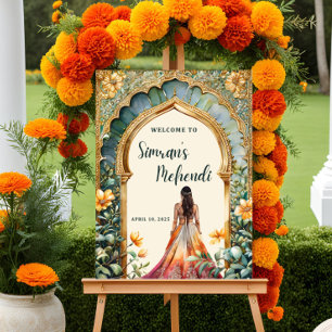 Mehndi Welcome Sign, Indian Wedding Decor, Indian Foam Board