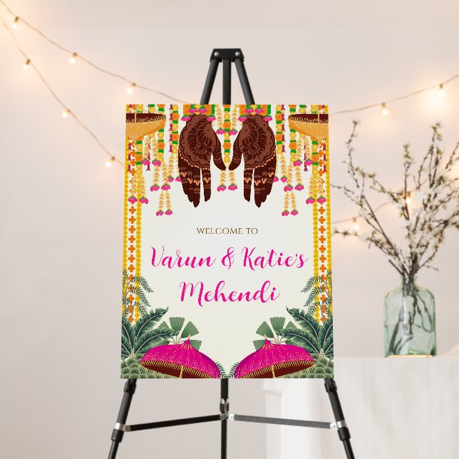Mehndi welcome sign Mehendi posters, Mendhi Sign (In Situ (Stand))