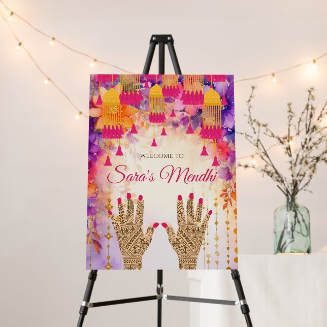 Mehndi welcome sign & Mehendi signs, Mendhi Poster (In Situ (Stand))