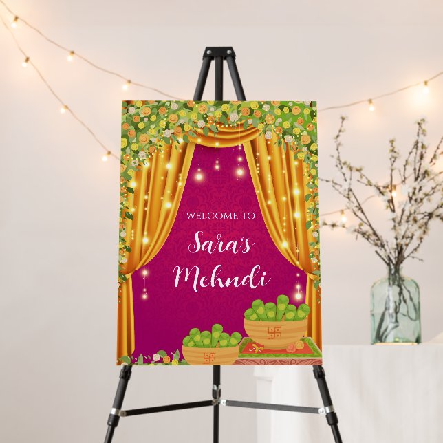 Mehndi Welcome Signs & Mehndi signs Mehndi decor (In Situ (Stand))