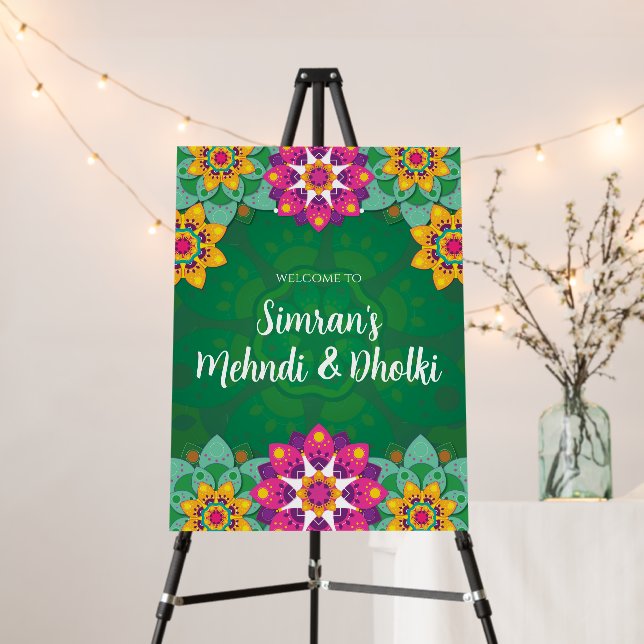 Mehndi Welcome Signs Mendhi poster, Mehndi decor (In Situ (Stand))