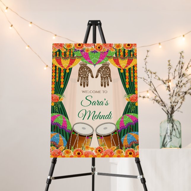 Mehndi welcome signs Mendhi sign as Mehendi decor (In Situ (Stand))