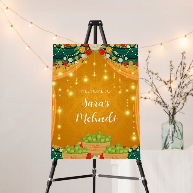 Mehndi welcome signs & Wedding Mehendi decor (In Situ (Stand))