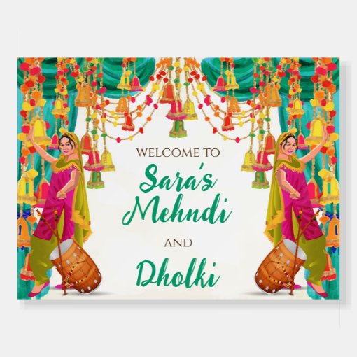 Mehndi Wellcome posters & Muslim Dholki signs | Zazzle