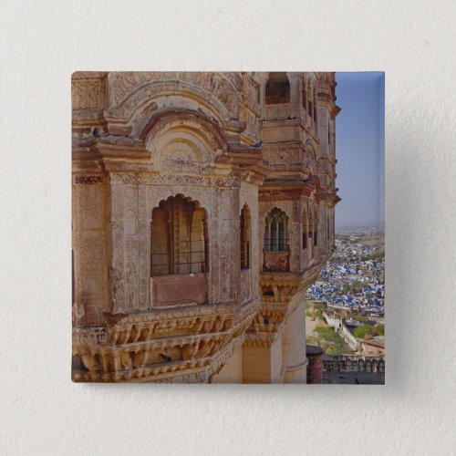 Mehrangarh Fort towering above Jodhpur The Blue Pinback Button