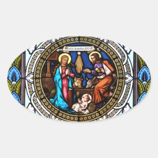 Mehrerau Collegiumskapelle Chapel Window Nativity Oval Sticker