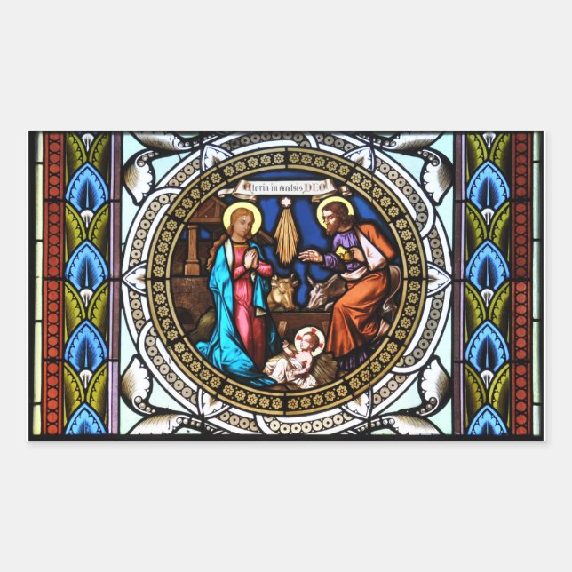 Mehrerau Collegiumskapelle Chapel Window Nativity Rectangular Sticker (Front)