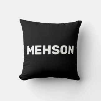 "MEHSON" | Virgin Islands Slang White Text, Black Throw Pillow