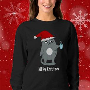 MEHy Christmas Adorable Santa Cat Christmas Sweatshirt