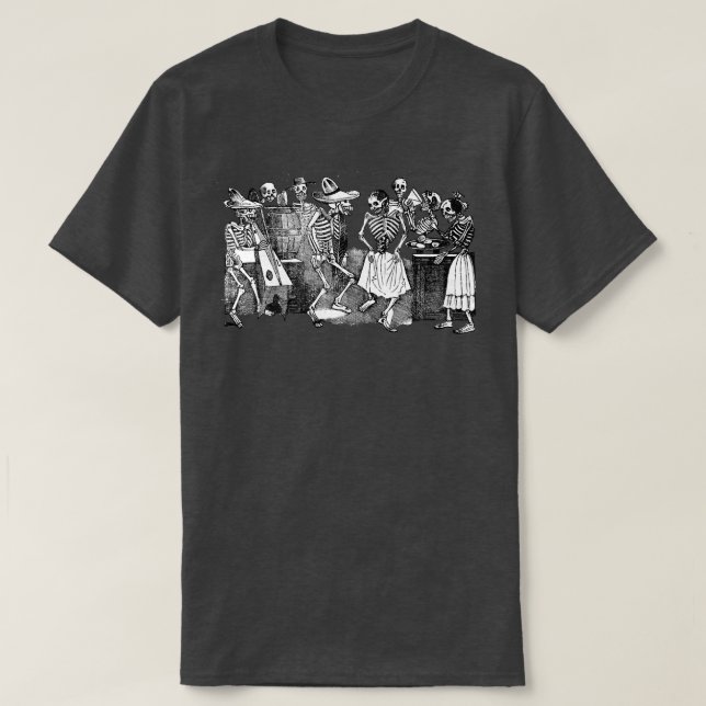 Meican Calaca Skeleton Dance Party  T-Shirt (Design Front)
