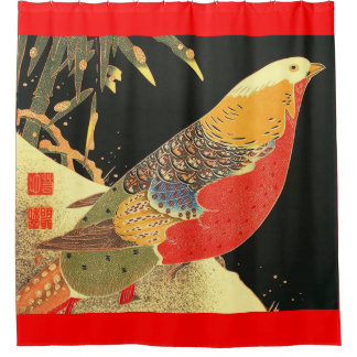 Meiji bird print shower curtain