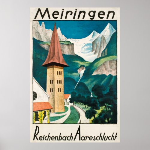 Meiringen Reichenbach AareschluchtSki Poster