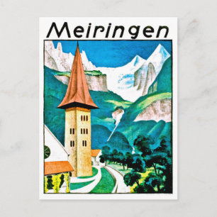 Meiringen, village, Switzerland, vintage travel Postcard