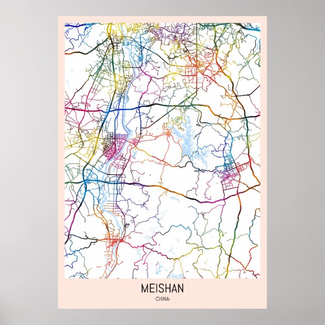 Meishan China City Map Poster (Front)