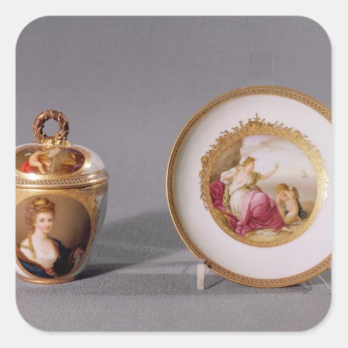 Meissen cup cover and saucer square sticker