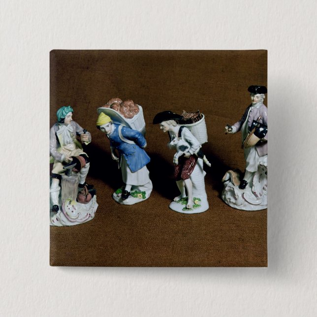 Meissen figures:saddler,goat seller pinback button (Front)