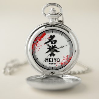 MEIYO honor n bushido virtue samurai kanji blood Pocket Watch