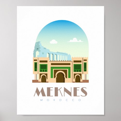 Meknes city morocco Skyline Poster