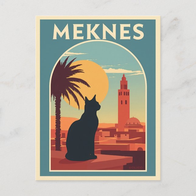 Meknes Morocco Sunset Cat Postcard (Front)