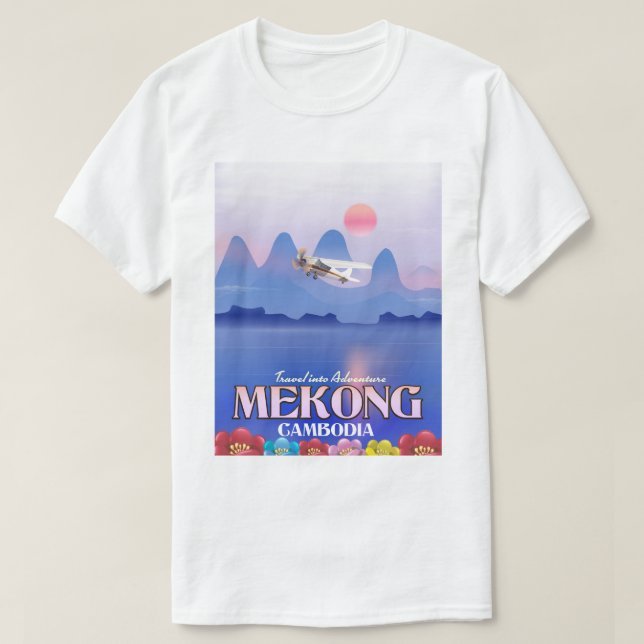 Mekong River Cambodia Vacation poster T-Shirt (Design Front)