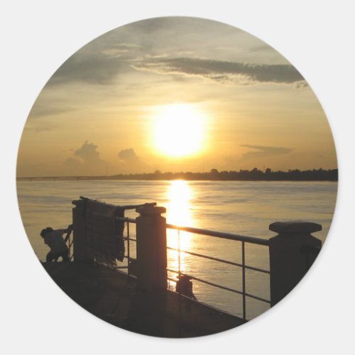 Mekong River Sunset  Nong Khai Isaan Thailand Classic Round Sticker