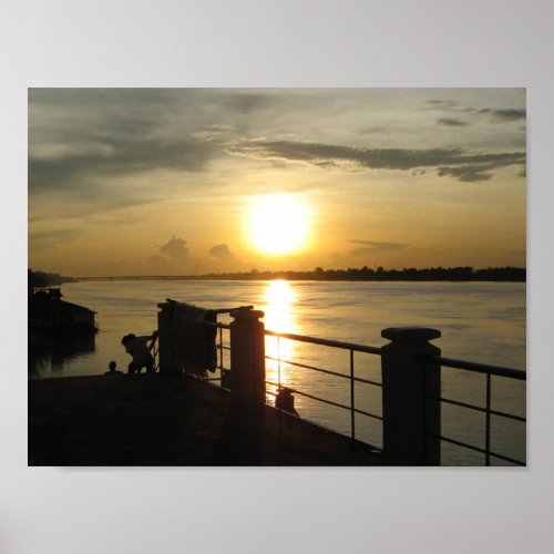 Mekong River Sunset  Nong Khai Isaan Thailand Poster