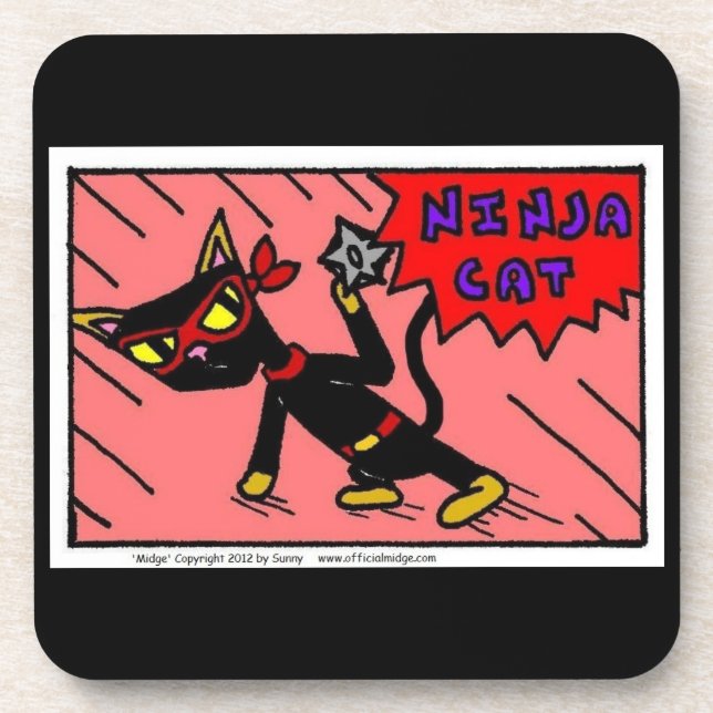 Mel NINJA CAT Coasters - Set of 6 (Front)
