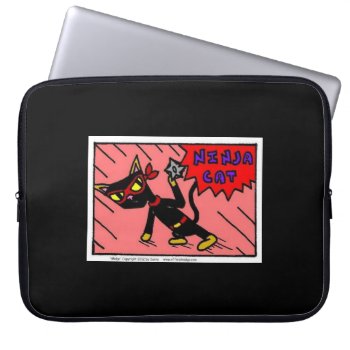 Mel Ninja Cat Laptop Sleeve by MidgeShop at Zazzle