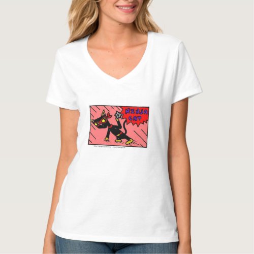 Mel NINJA CAT Womens V_Neck T_Shirt