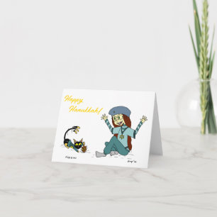 Mel the Cat and Maizy Customizable Hanukkah Card