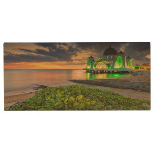 Melaka During Sunset Masjid Selat Wood Flash Drive