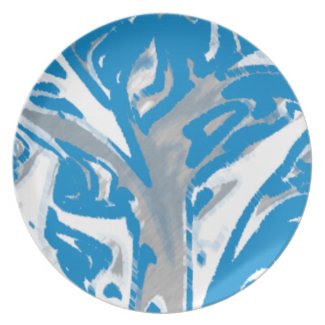 Melamine Plate Blue Tree
