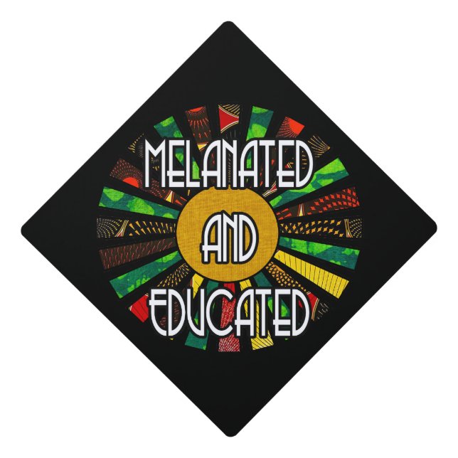 Melanated and Educated Rasta African Collage Graduation Cap Topper (Front)